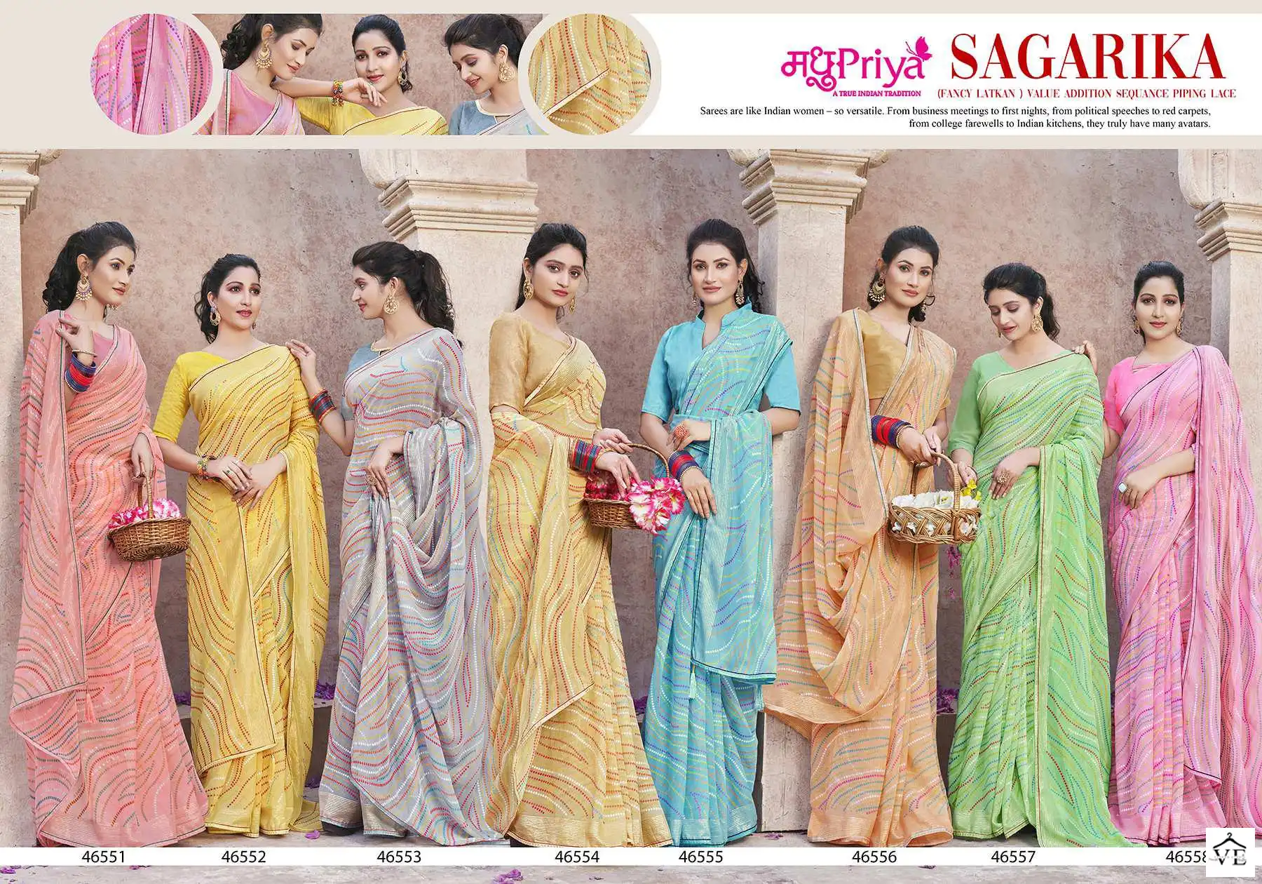 Madhupriya Sagarika 60 Gm Chiffon Wholesale Saree Catalog — Wholesale Sarees, MPA wholesale from Surat — view 9