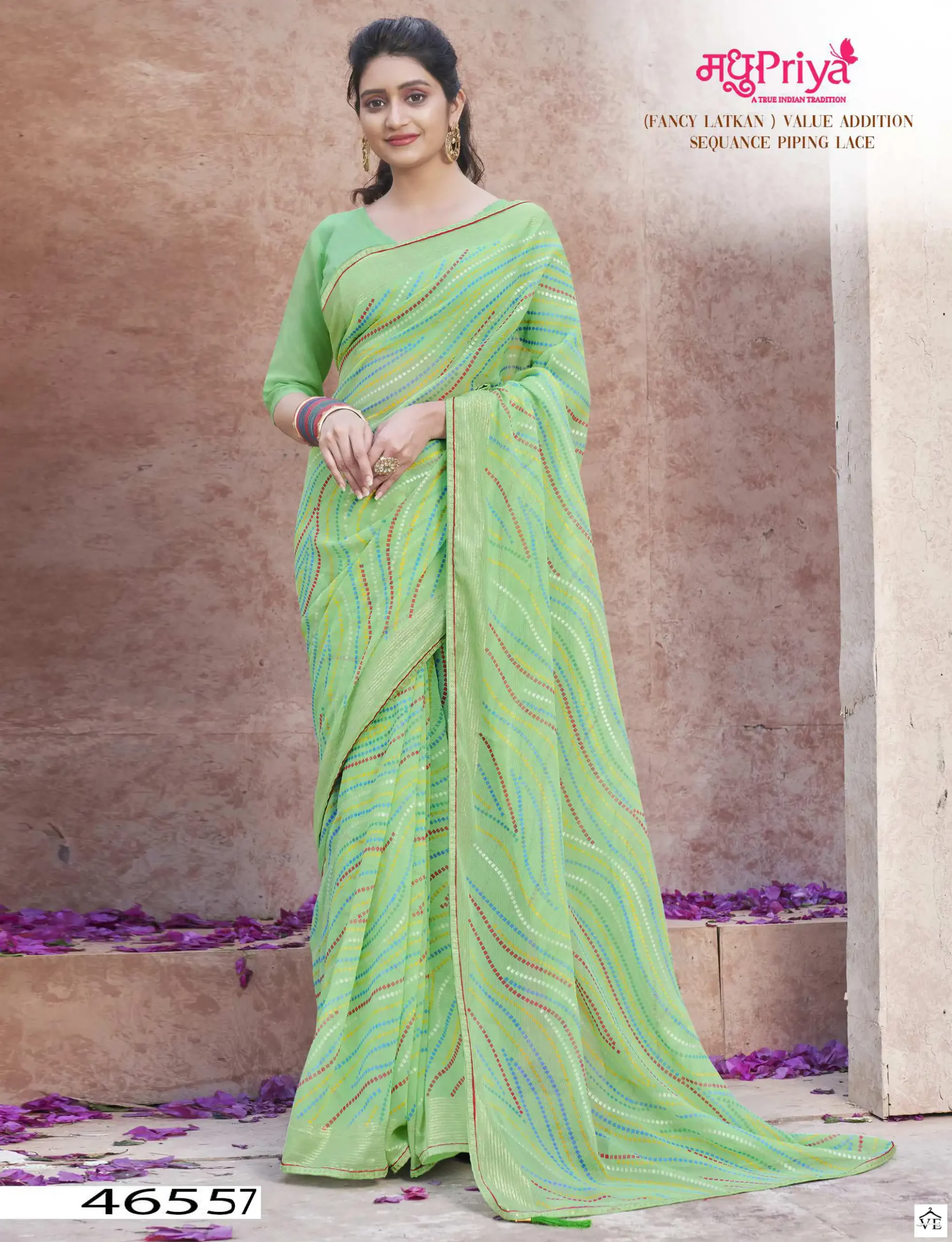 Madhupriya Sagarika 60 Gm Chiffon Wholesale Saree Catalog — Wholesale Sarees, MPA wholesale from Surat — view 1