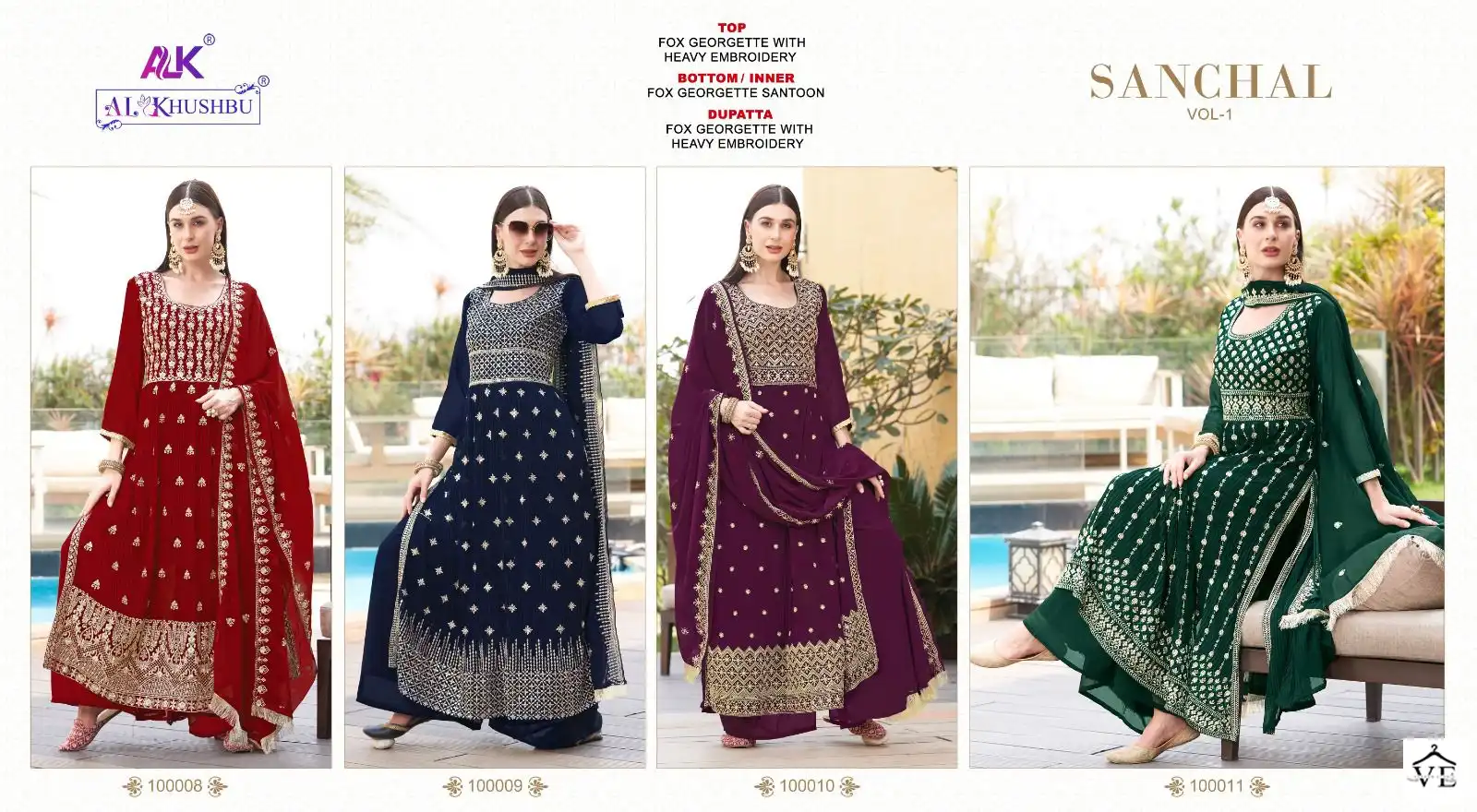 Al_Khushbu Sanchal Vol 1 Georgette Wholesale Pakistani Salwar Kameez Catalog — Wholesale Salwar Suits, MPA wholesale from Surat — view 5