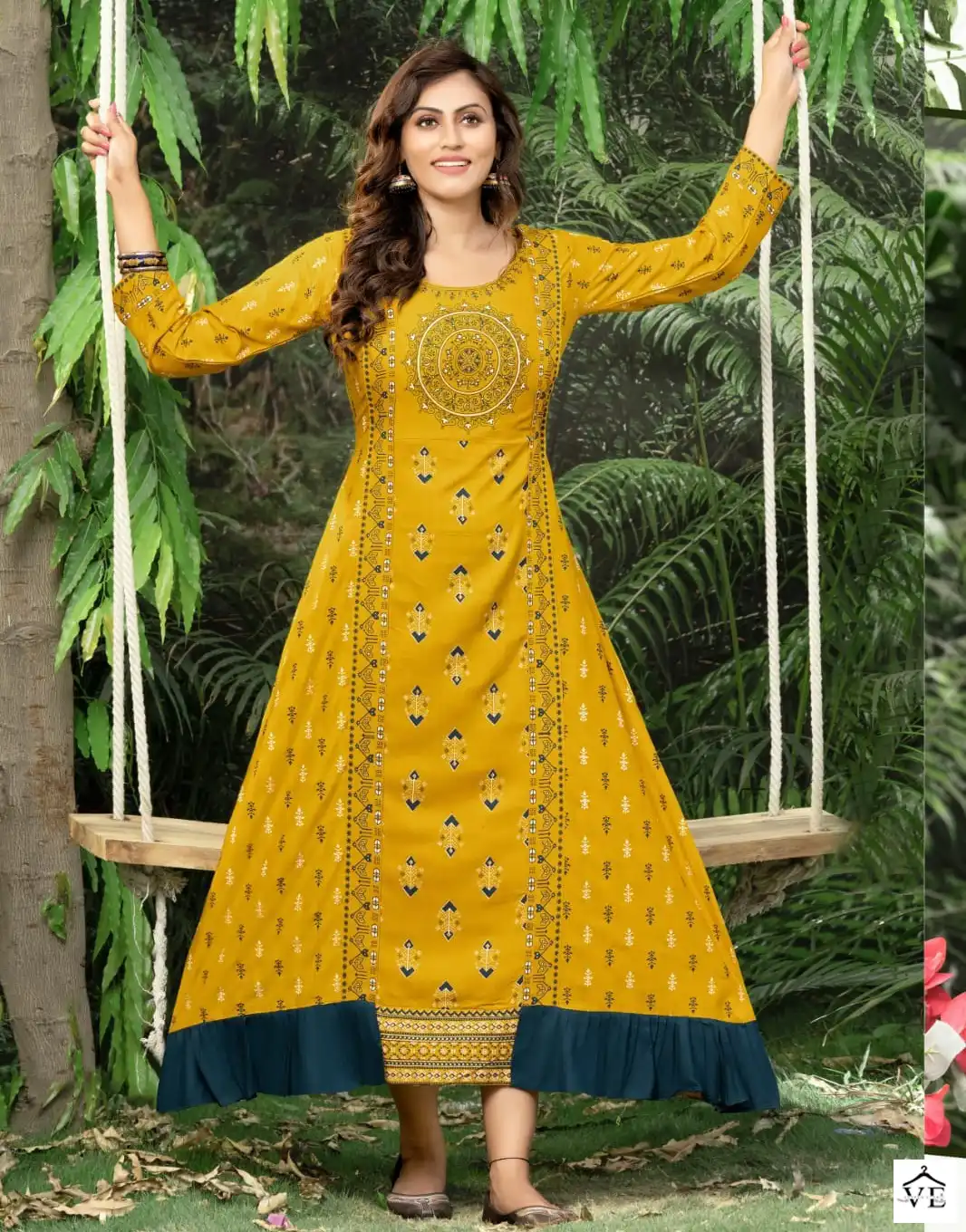 Hirwa Sanjana Heavy Rayon Wholesale Anarkali Kurti Catalog — Wholesale Kurtis, MPA wholesale from Surat — view 1