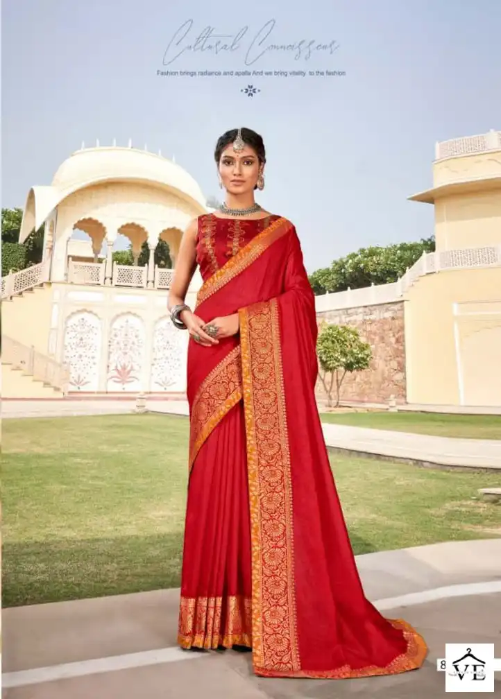 Right Women Saraswati Vichitra Wholesale Saree Catalog — Wholesale Sarees, MPA wholesale from Surat - Gallery Image 4