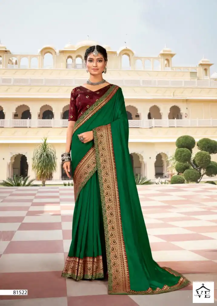 Right Women Saraswati Vichitra Wholesale Saree Catalog — Wholesale Sarees, MPA wholesale from Surat - Gallery Image 5