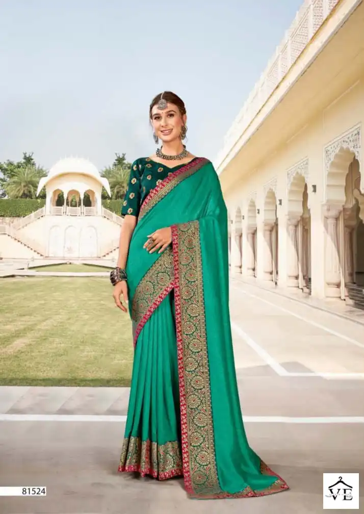 Right Women Saraswati Vichitra Wholesale Saree Catalog — Wholesale Sarees, MPA wholesale from Surat - Gallery Image 6