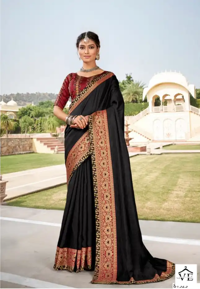 Right Women Saraswati Vichitra Wholesale Saree Catalog — Wholesale Sarees, MPA wholesale from Surat - Gallery Image 8
