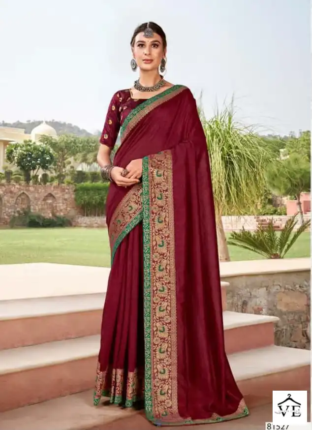 Right Women Saraswati Vichitra Wholesale Saree Catalog — Wholesale Sarees, MPA wholesale from Surat - Gallery Image 2