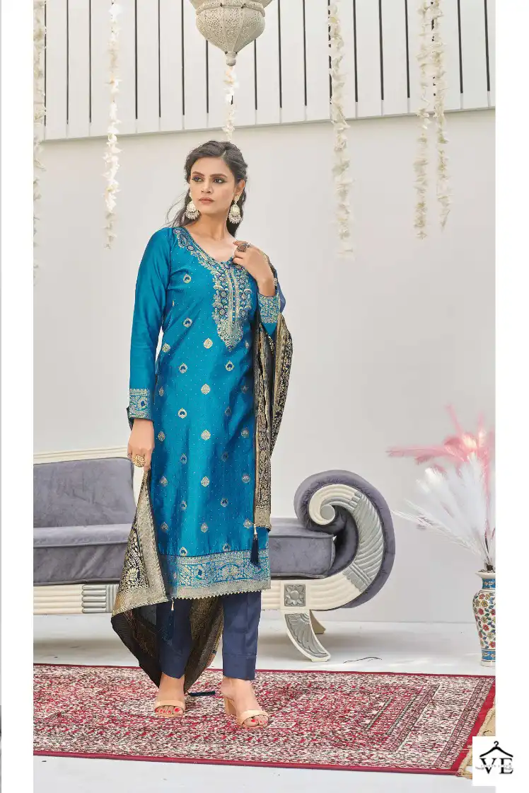 Shloka Vol 3 Banarasi Silk Wholesale Salwar Suit Catalog — Wholesale Salwar Suits, MPA wholesale from Surat - Gallery Image 5