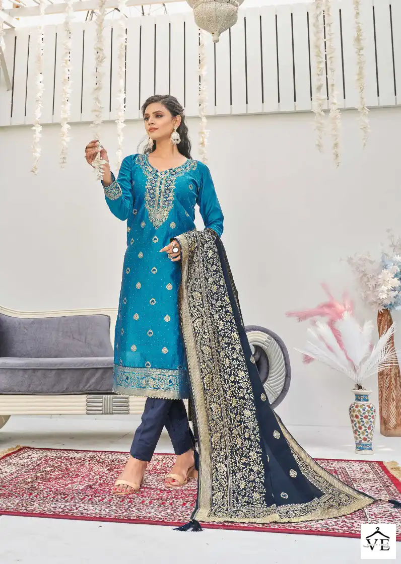 Shloka Vol 3 Banarasi Silk Wholesale Salwar Suit Catalog — Wholesale Salwar Suits, MPA wholesale from Surat - Gallery Image 2