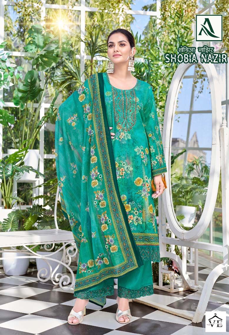 Alok Suits Shobia Nazir Cambric Wholesale Salwar Suit Catalog — Wholesale Salwar Suits, MPA wholesale from Surat - Gallery Image 10