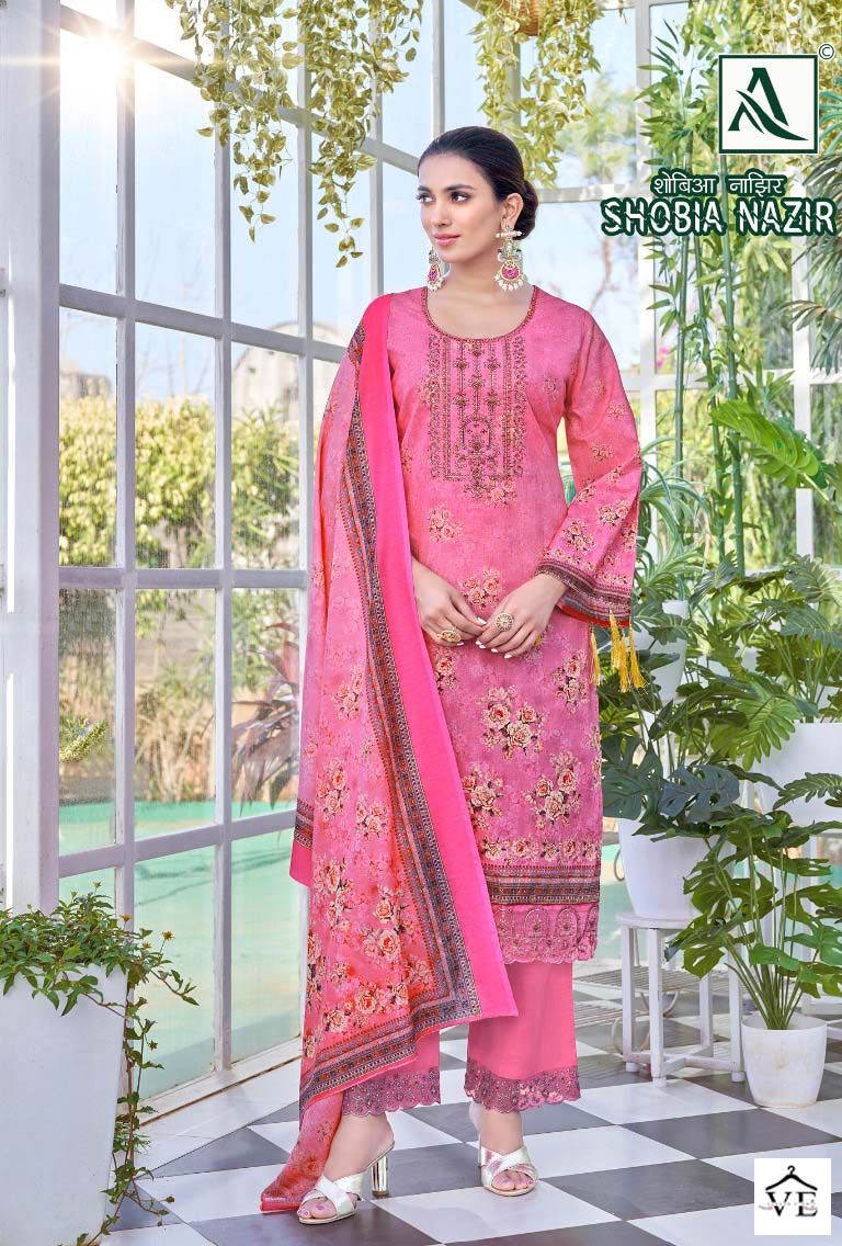 Alok Suits Shobia Nazir Cambric Wholesale Salwar Suit Catalog — Wholesale Salwar Suits, MPA wholesale from Surat - Gallery Image 4