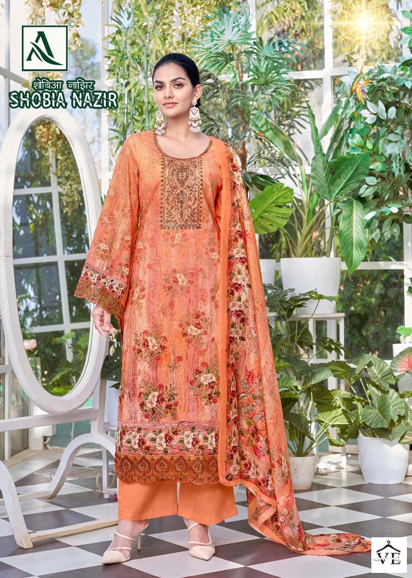Alok Suits Shobia Nazir Cambric Wholesale Salwar Suit Catalog — Wholesale Salwar Suits, MPA wholesale from Surat - Gallery Image 5