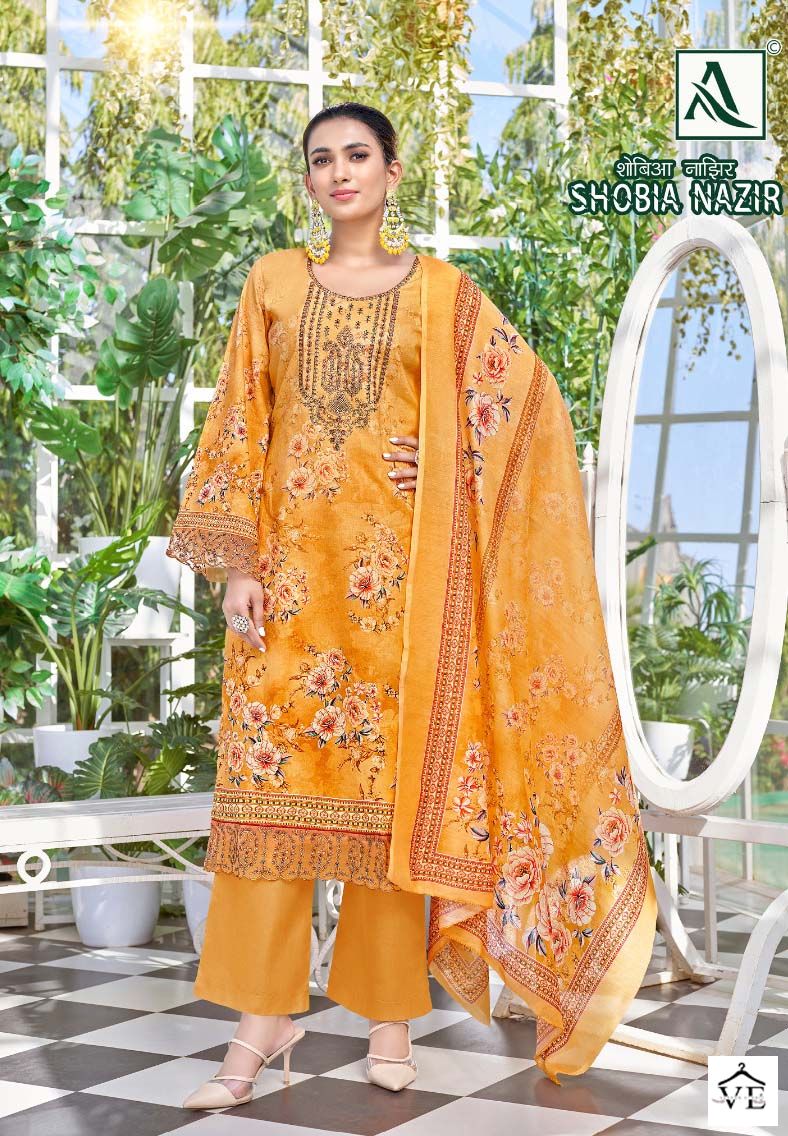 Alok Suits Shobia Nazir Cambric Wholesale Salwar Suit Catalog — Wholesale Salwar Suits, MPA wholesale from Surat - Gallery Image 6