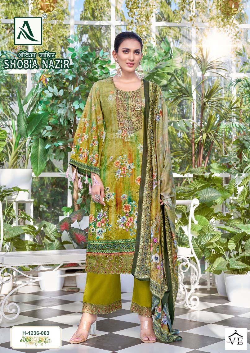 Alok Suits Shobia Nazir Cambric Wholesale Salwar Suit Catalog — Wholesale Salwar Suits, MPA wholesale from Surat - Gallery Image 7