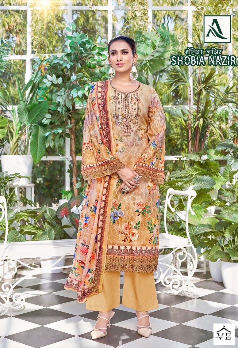 Alok Suits Shobia Nazir Cambric Wholesale Salwar Suit Catalog — Wholesale Salwar Suits, MPA wholesale from Surat - Gallery Image 8