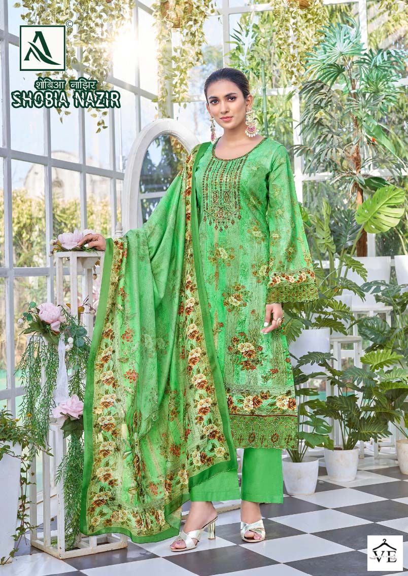 Alok Suits Shobia Nazir Cambric Wholesale Salwar Suit Catalog — Wholesale Salwar Suits, MPA wholesale from Surat - Gallery Image 9