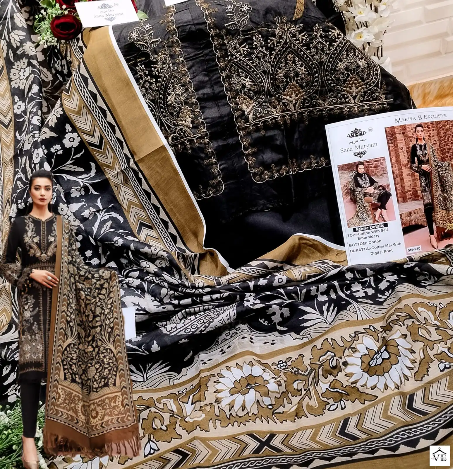 Sana Maryam Mariya B Sm-140 & 141 Cotton Wholesale Pakistani Suit Catalog — Wholesale Salwar Suits, MPA wholesale from Surat - Gallery Image 4