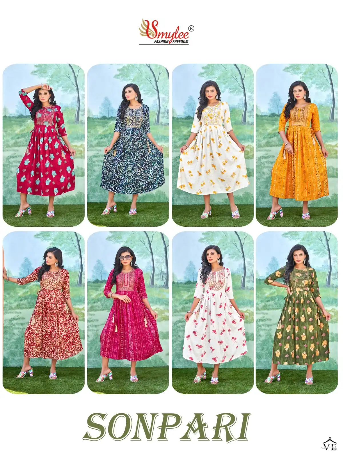 Smylee Sonpari Heavy Foil Print Rayon Wholesale Kurti Catalog — Wholesale Kurtis, MPA wholesale from Surat — view 9
