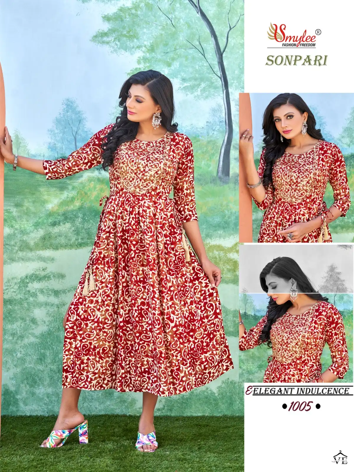 Smylee Sonpari Heavy Foil Print Rayon Wholesale Kurti Catalog — Wholesale Kurtis, MPA wholesale from Surat - Gallery Image 4