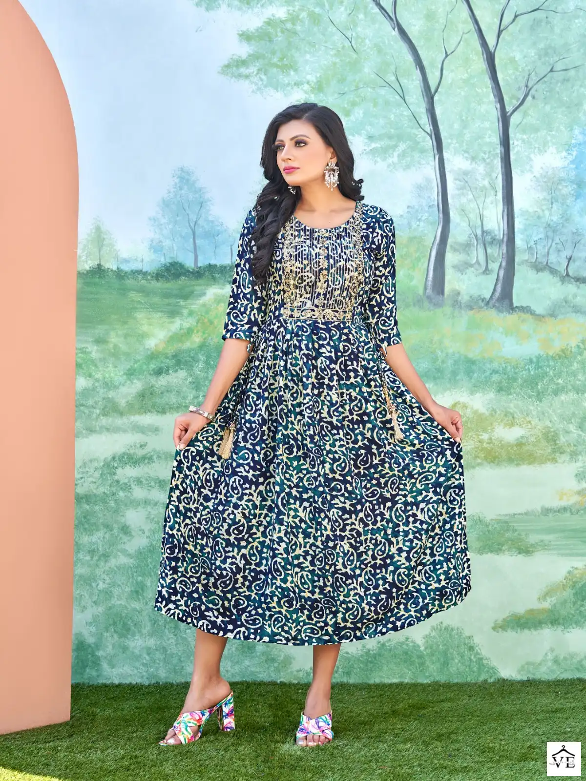Smylee Sonpari Heavy Foil Print Rayon Wholesale Kurti Catalog — Wholesale Kurtis, MPA wholesale from Surat - Gallery Image 5