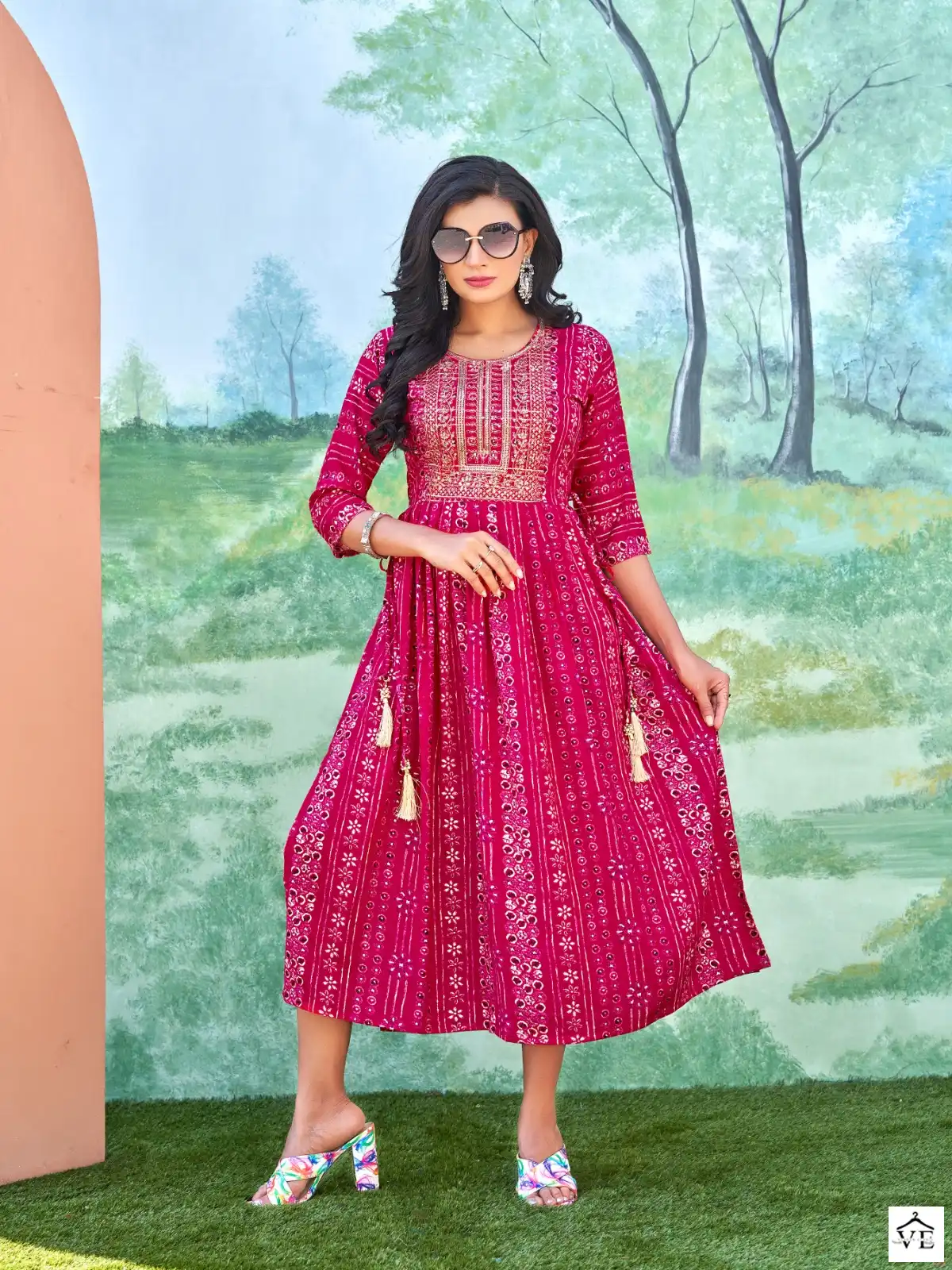 Smylee Sonpari Heavy Foil Print Rayon Wholesale Kurti Catalog — Wholesale Kurtis, MPA wholesale from Surat - Gallery Image 7