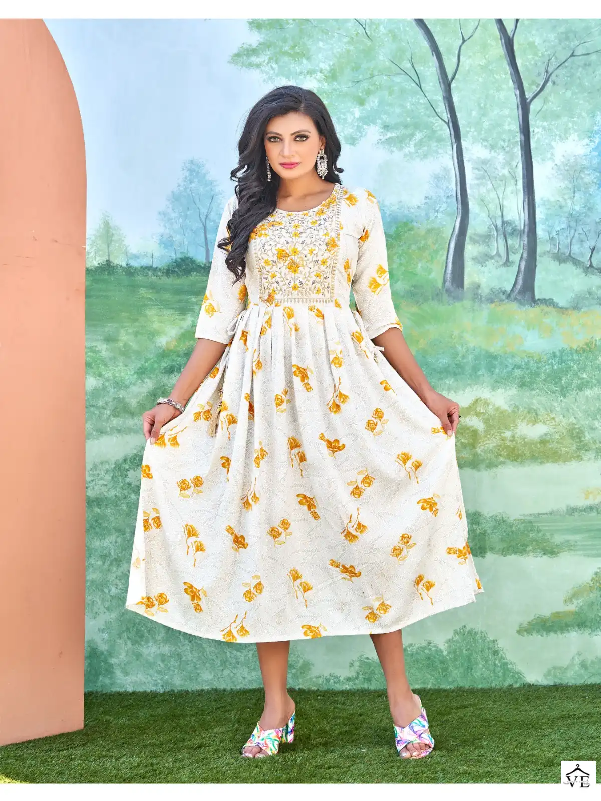 Smylee Sonpari Heavy Foil Print Rayon Wholesale Kurti Catalog — Wholesale Kurtis, MPA wholesale from Surat - Gallery Image 8