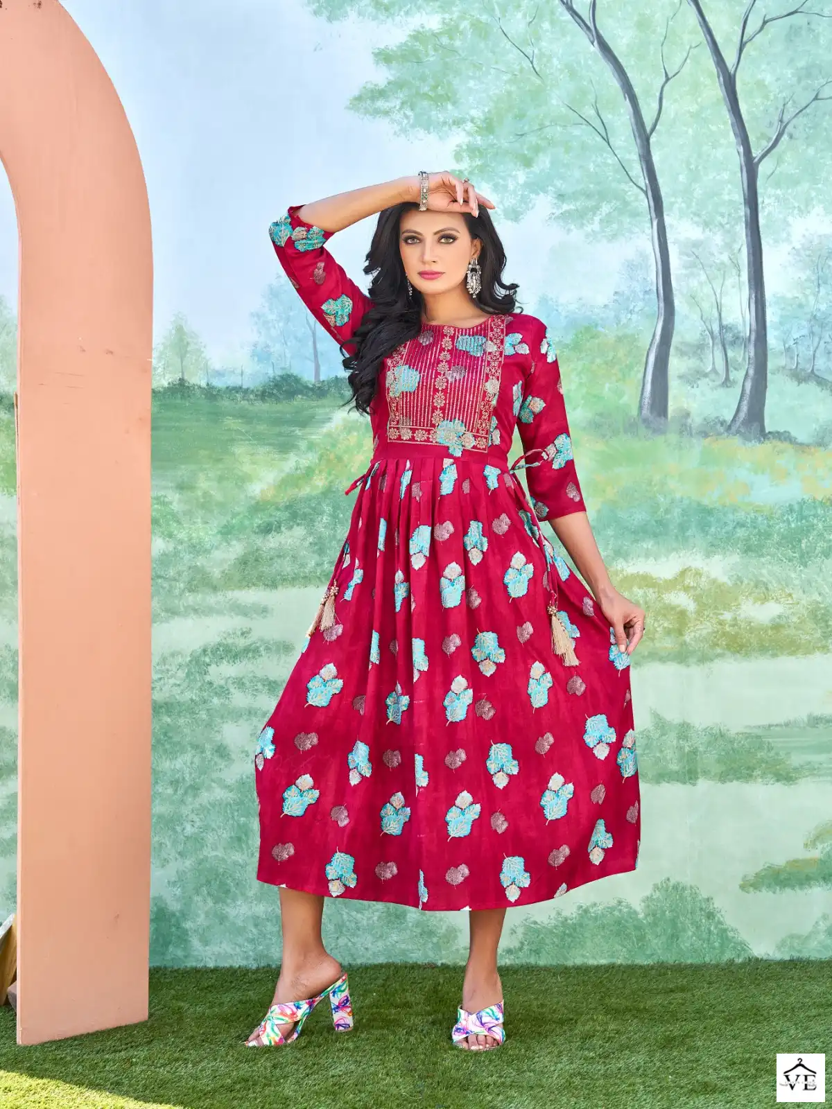Smylee Sonpari Heavy Foil Print Rayon Wholesale Kurti Catalog — Wholesale Kurtis, MPA wholesale from Surat - Gallery Image 2