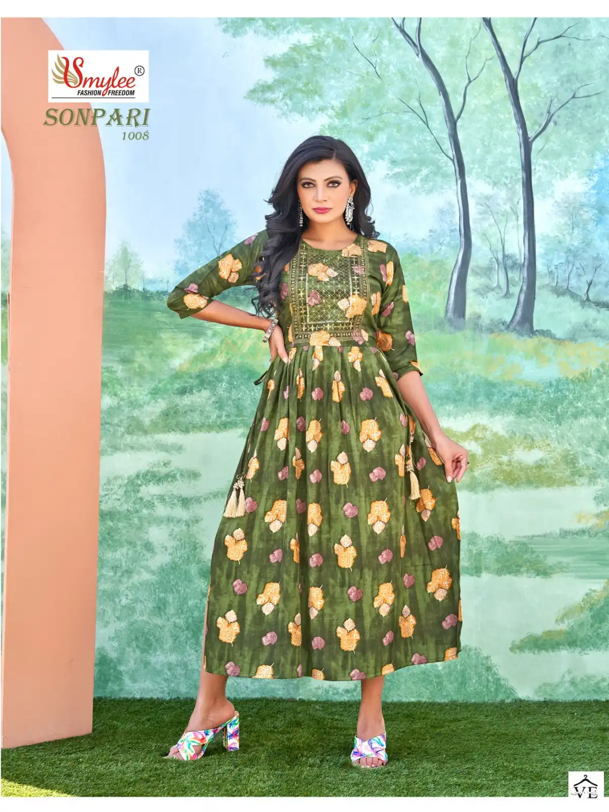Smylee Sonpari Heavy Foil Print Rayon Wholesale Kurti Catalog — Wholesale Kurtis, MPA wholesale from Surat - Gallery Image 3