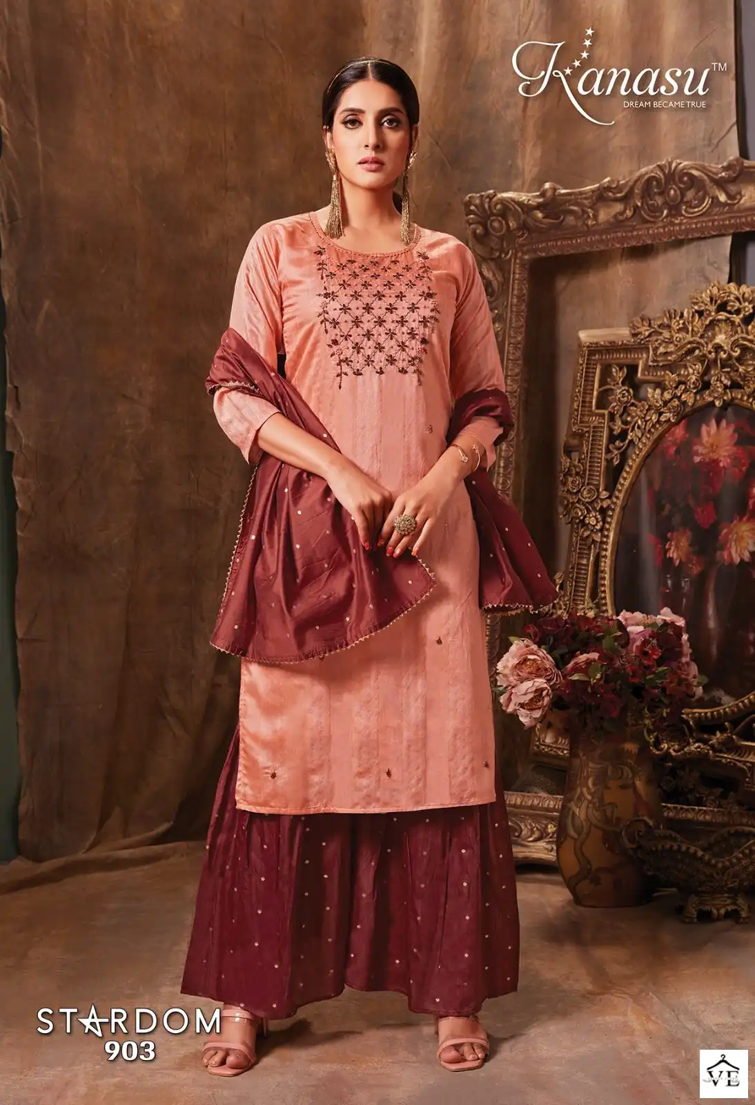 Kanasu Stardom Fancy Diable Chanderi Silk Wholesale Readymade Sharara Suit Catalog — Wholesale Salwar Suits, MPA wholesale from Surat - Gallery Image 2
