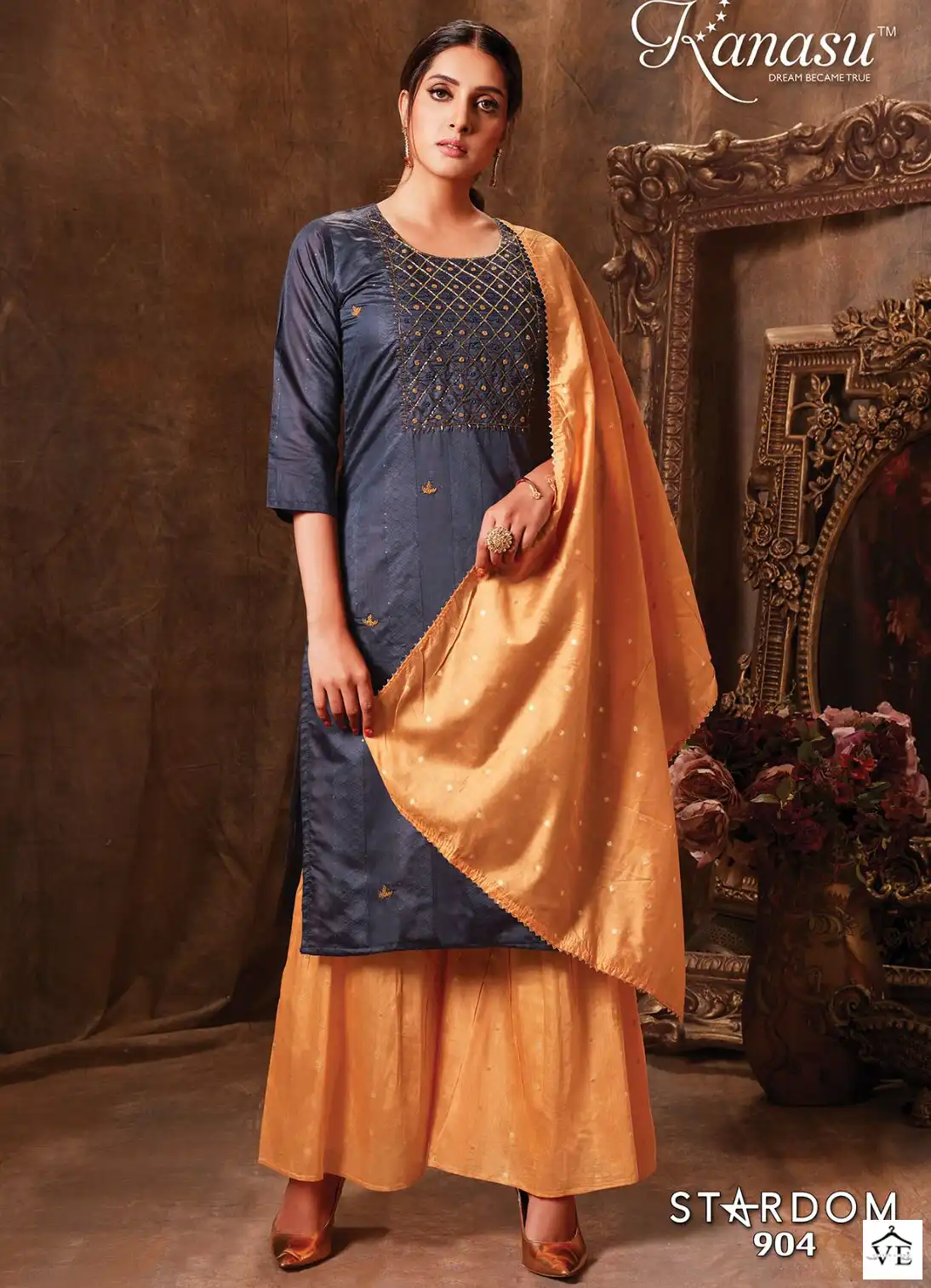 Kanasu Stardom Fancy Diable Chanderi Silk Wholesale Readymade Sharara Suit Catalog — Wholesale Salwar Suits, MPA wholesale from Surat — view 1