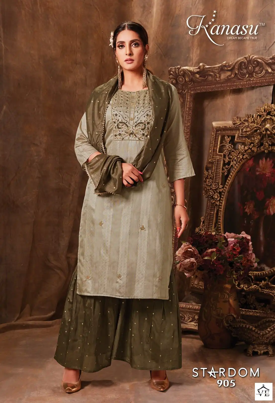 Kanasu Stardom Fancy Diable Chanderi Silk Wholesale Readymade Sharara Suit Catalog — Wholesale Salwar Suits, MPA wholesale from Surat - Gallery Image 3