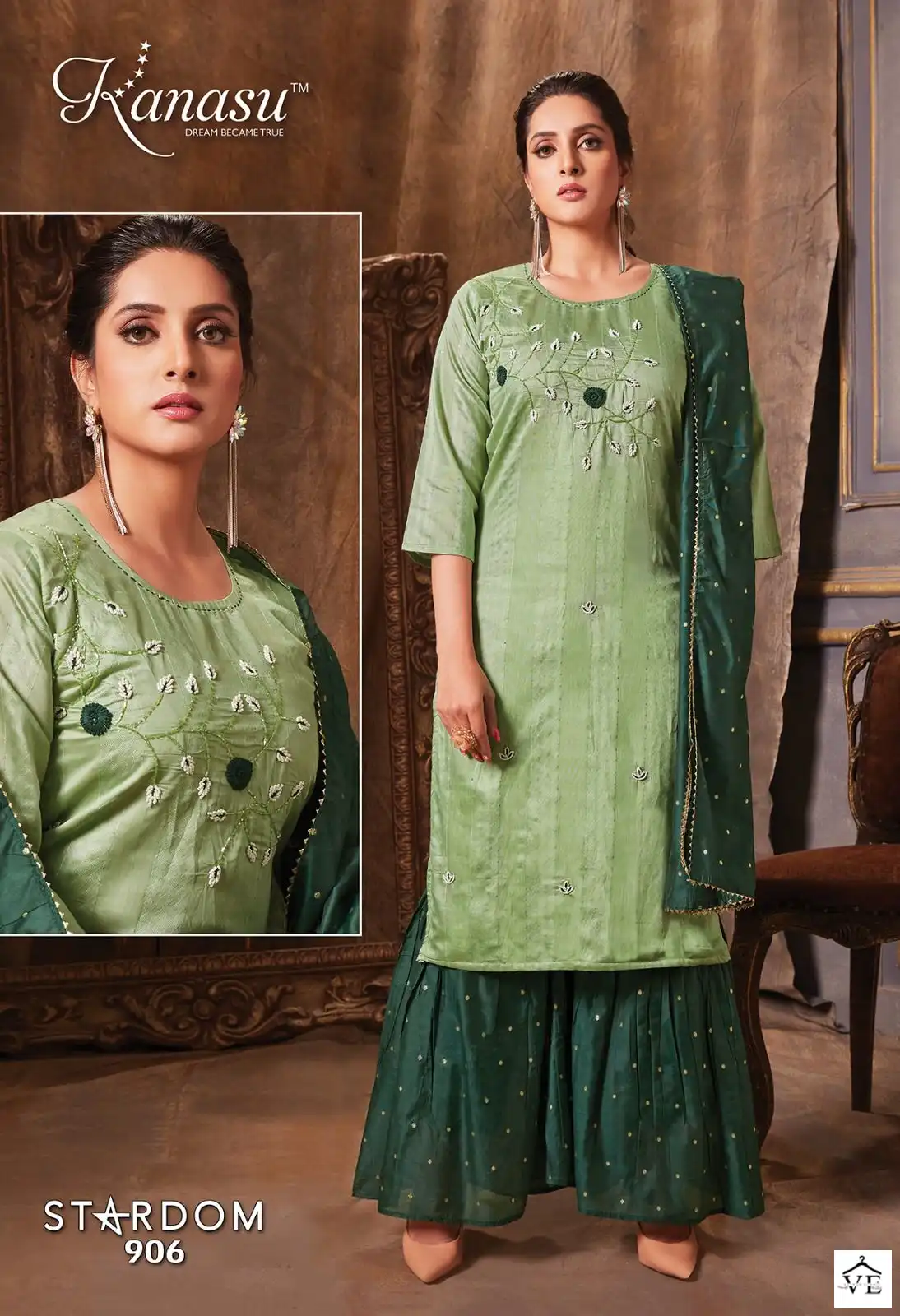 Kanasu Stardom Fancy Diable Chanderi Silk Wholesale Readymade Sharara Suit Catalog — Wholesale Salwar Suits, MPA wholesale from Surat - Gallery Image 4