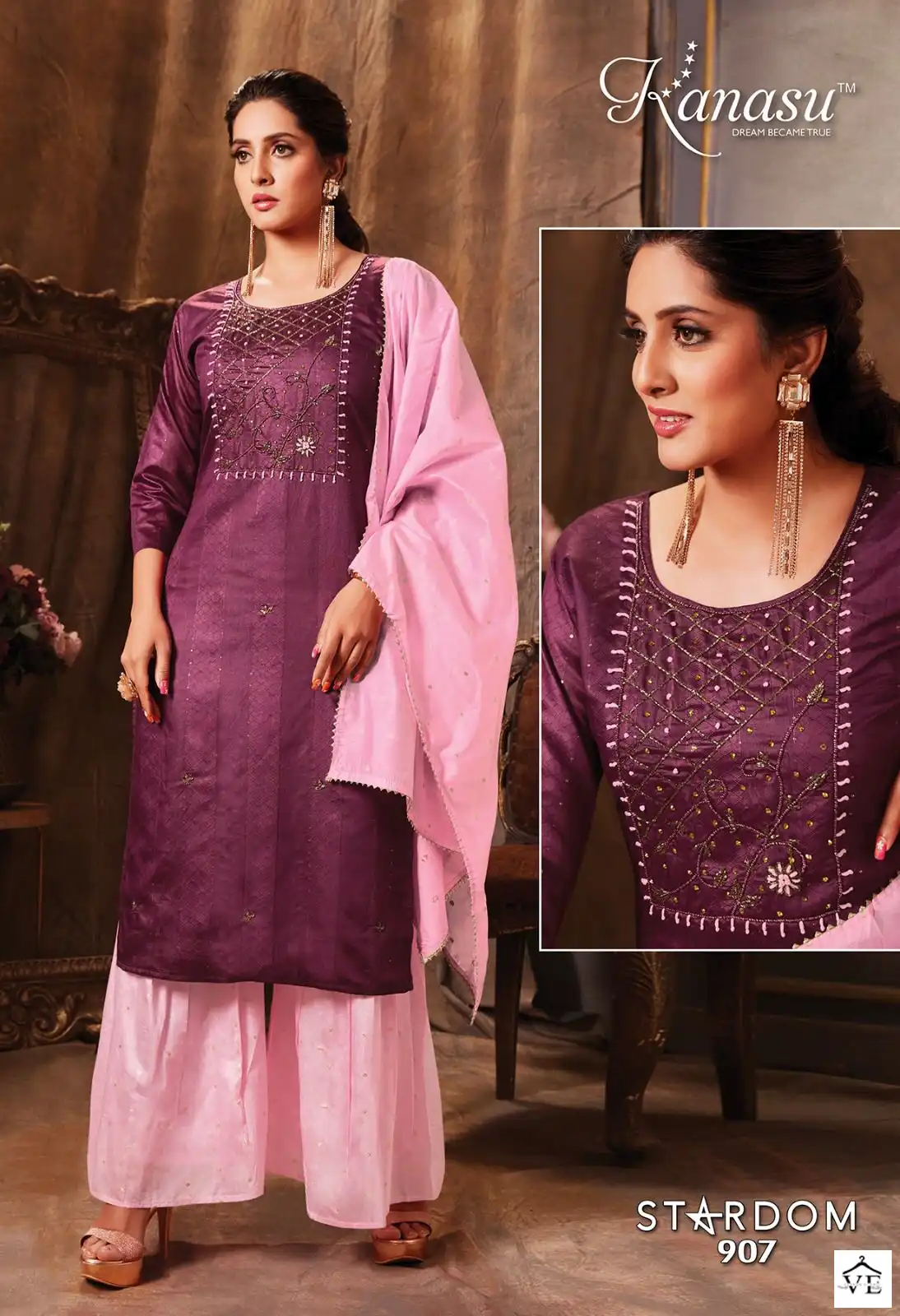 Kanasu Stardom Fancy Diable Chanderi Silk Wholesale Readymade Sharara Suit Catalog — Wholesale Salwar Suits, MPA wholesale from Surat - Gallery Image 5