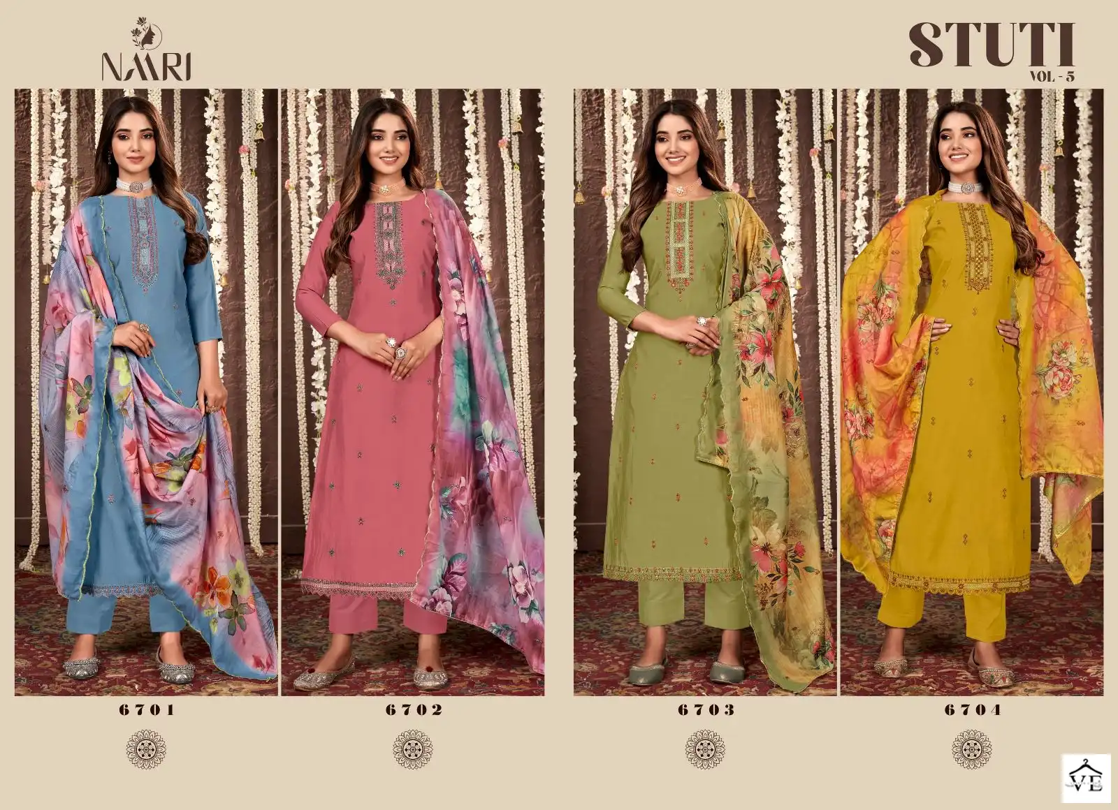 Naari Stuti-5 Pure Silk Wholesale Salwar Suit Catalog — Wholesale Salwar Suits, MPA wholesale from Surat — view 5