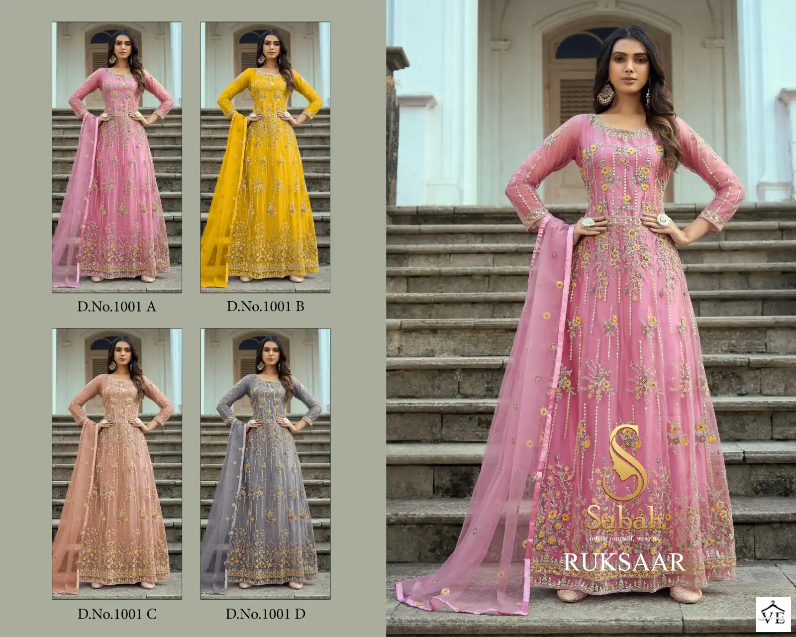 Sabah Ruksaar 1001 Color Plus Heavy Butterfly Net Wholesale Designer Pakistani Suit Catalog — Wholesale Salwar Suits, MPA wholesale from Surat — view 5