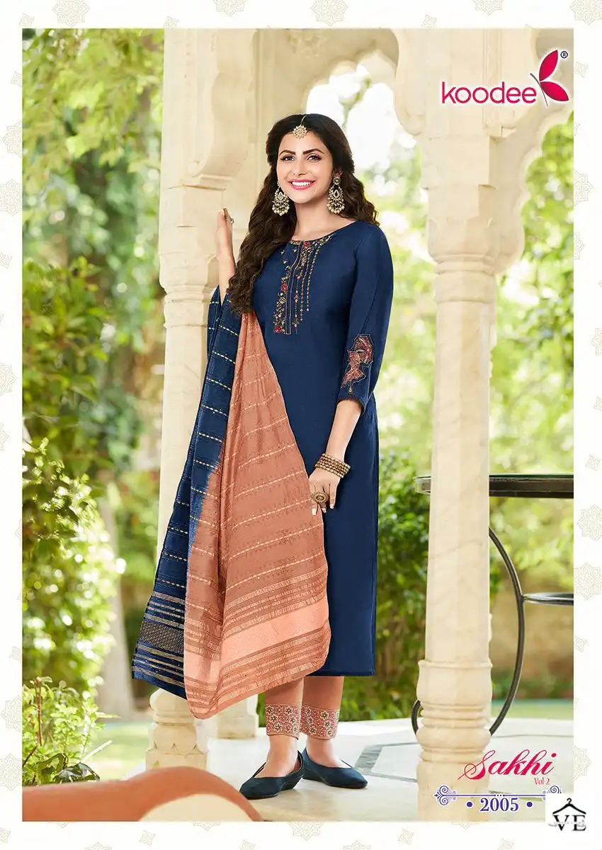 Koodee Sakhi-2 Heavy Chanderi Wholesale Readymade Suits Catalog — Wholesale Salwar Suits, MPA wholesale from Surat - Gallery Image 3