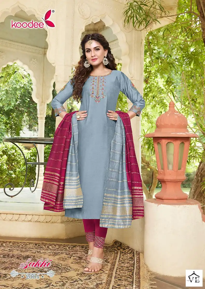 Koodee Sakhi-2 Heavy Chanderi Wholesale Readymade Suits Catalog — Wholesale Salwar Suits, MPA wholesale from Surat - Gallery Image 4