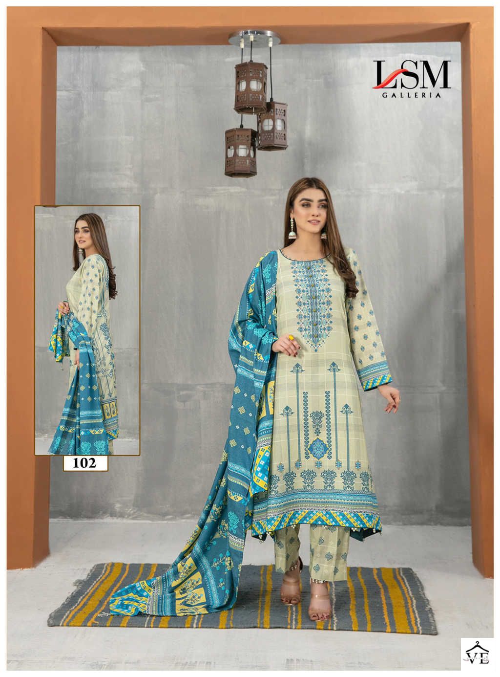 Lsm Galleria Sana Samia Luxury Lawn Print Collection Pure Heavy Lawn Wholesale Pakistani Salwar Suit Catalog — Wholesale Salwar Suits, Lsm wholesale from Surat - Gallery Image 3