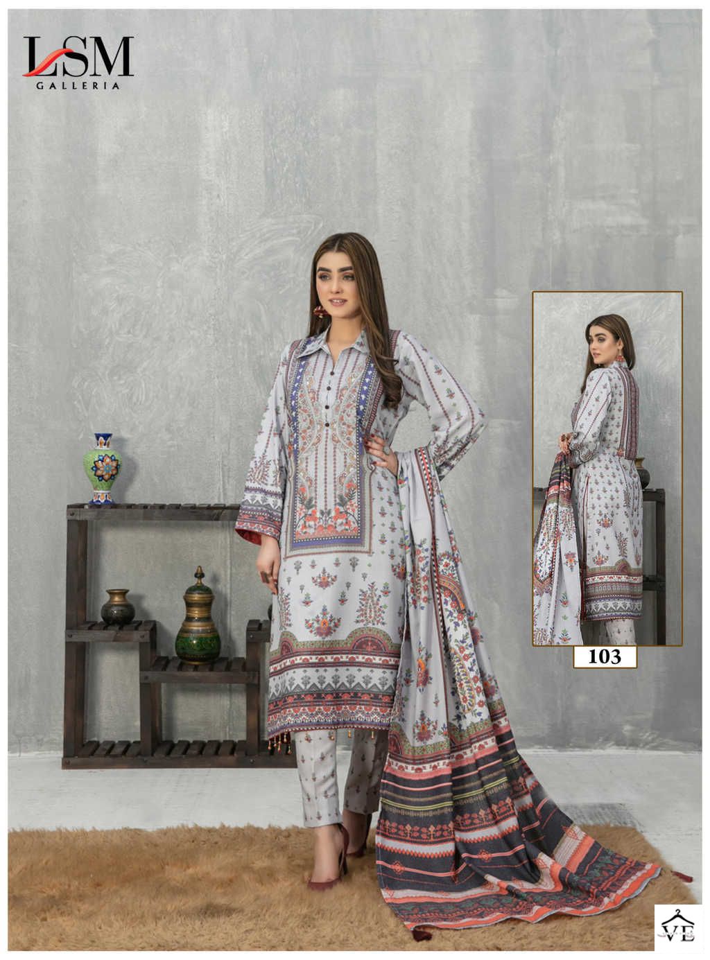 Lsm Galleria Sana Samia Luxury Lawn Print Collection Pure Heavy Lawn Wholesale Pakistani Salwar Suit Catalog — Wholesale Salwar Suits, Lsm wholesale from Surat - Gallery Image 4