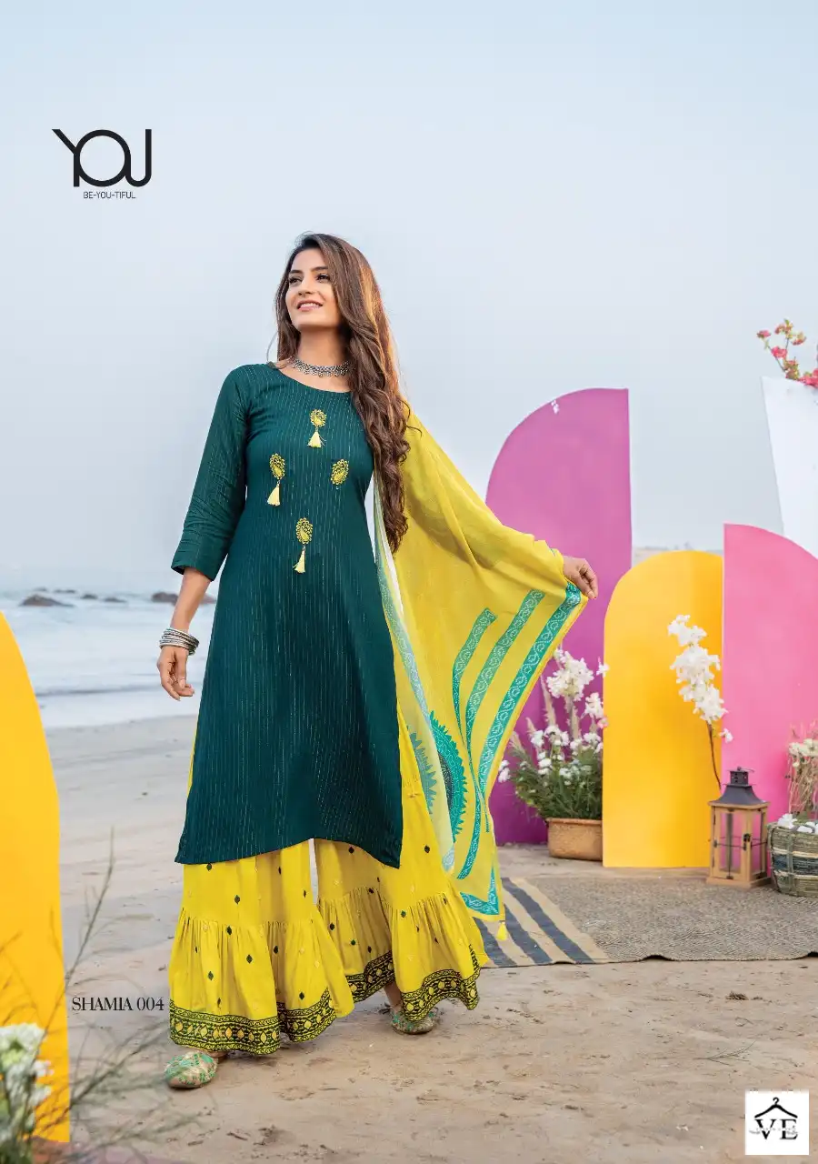 Wanna Shamiya Pure Rayon Wholesale Readymade Sharara Suit Catalog — Wholesale Salwar Suits, MPA wholesale from Surat - Gallery Image 2