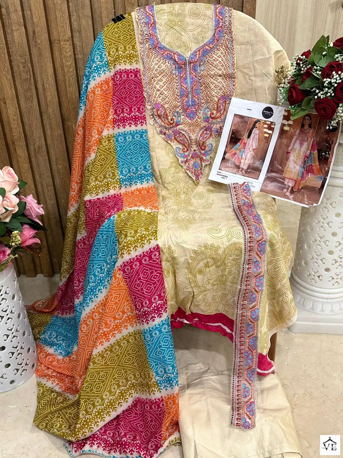 Vardan Ethnic Shoppers Vol 1 Pure Cotton Wholesale Pakistani Suit — Wholesale Salwar Suits, MPA wholesale from Surat — view 3
