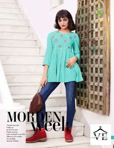 Passion Tree Studio Vol-1 Fancy Rayon Lurex Wholesale Western Short Tops Catalog — Wholesale Kurtis, MPA wholesale from Surat - Gallery Image 3