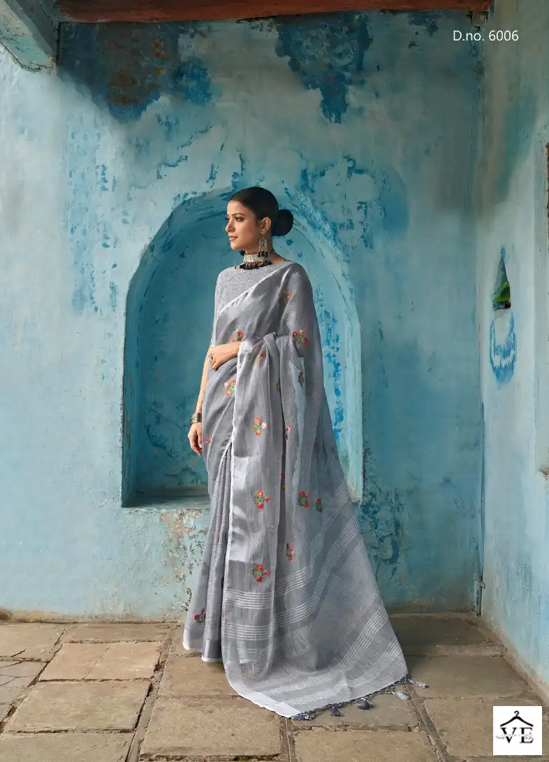 Vardan Ethnic Tara Linen Wholesale Saree Catalog — Wholesale Sarees, MPA wholesale from Surat — view 5