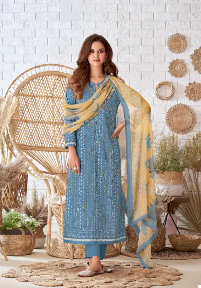 Shiddat Esta Trine Block Printed Cotton Cambric Wholesale Salwar Suit Catalog — Wholesale Salwar Suits, MPA wholesale from Surat - Gallery Image 10