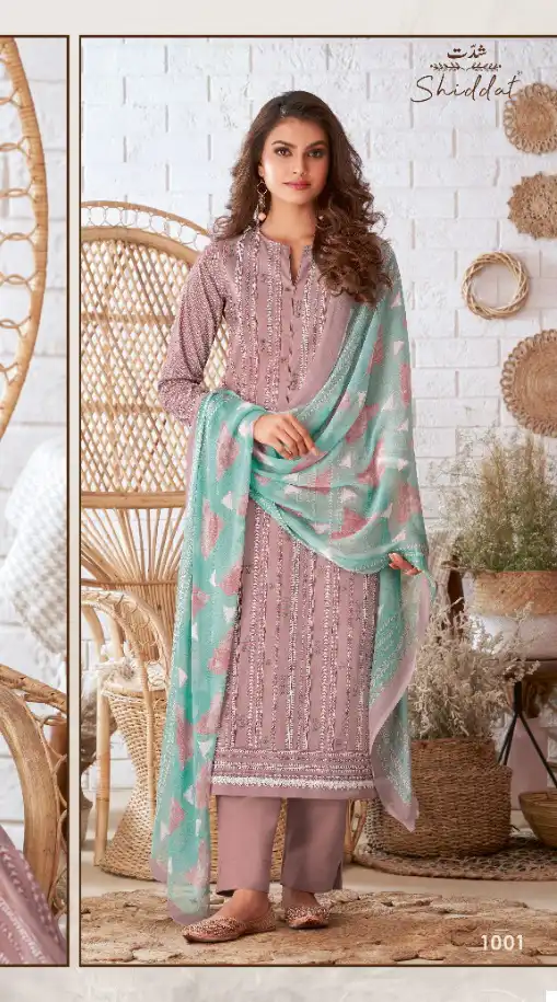 Shiddat Esta Trine Block Printed Cotton Cambric Wholesale Salwar Suit Catalog — Wholesale Salwar Suits, MPA wholesale from Surat - Gallery Image 3