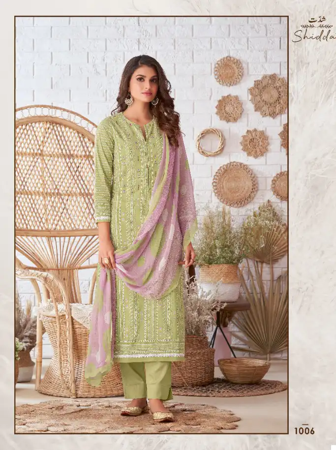 Shiddat Esta Trine Block Printed Cotton Cambric Wholesale Salwar Suit Catalog — Wholesale Salwar Suits, MPA wholesale from Surat - Gallery Image 7