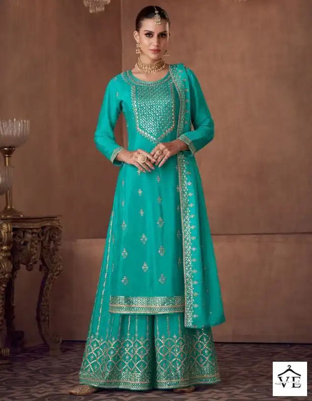 Gulkayra Vaani Real Georgette Wholesale Free Size Stitched Plazzo Suits Catalog — Wholesale Salwar Suits, MPA wholesale from Surat — view 1