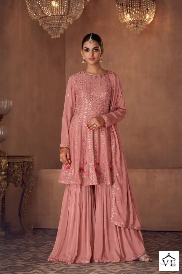 Gulkayra Vaani Real Georgette Wholesale Free Size Stitched Plazzo Suits Catalog — Wholesale Salwar Suits, MPA wholesale from Surat - Gallery Image 4