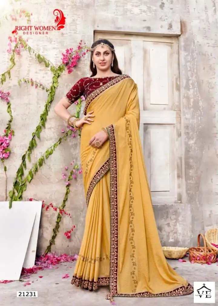 Right Women Varnmala Chinon Wholesale Saree Catalog — Wholesale Sarees, MPA wholesale from Surat — view 2