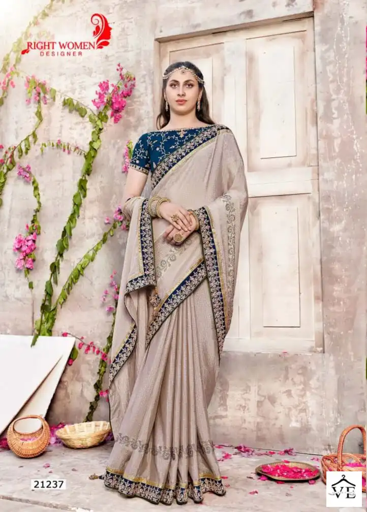 Right Women Varnmala Chinon Wholesale Saree Catalog — Wholesale Sarees, MPA wholesale from Surat — view 6