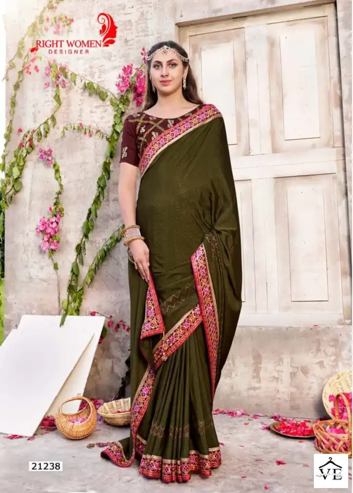 Right Women Varnmala Chinon Wholesale Saree Catalog — Wholesale Sarees, MPA wholesale from Surat — view 7
