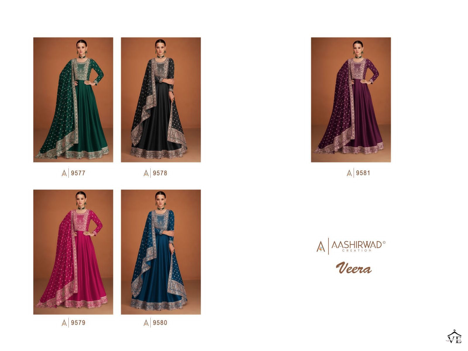 Aashirwad Veera Silk Wholesale Designer Readymade Gown Suit Catalog — Wholesale Salwar Suits, Aashirwad Creation wholesale from Surat — view 6